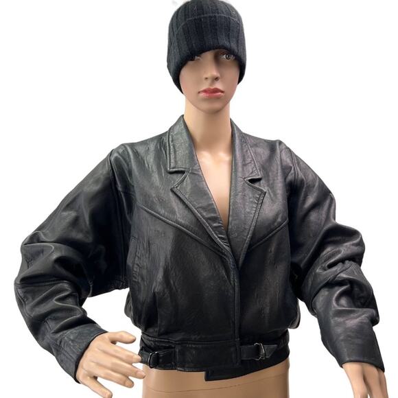 PC Collection Jackets & Blazers - PC Collection Jacket Womens M Black Leather Bomber Moto Biker Rider